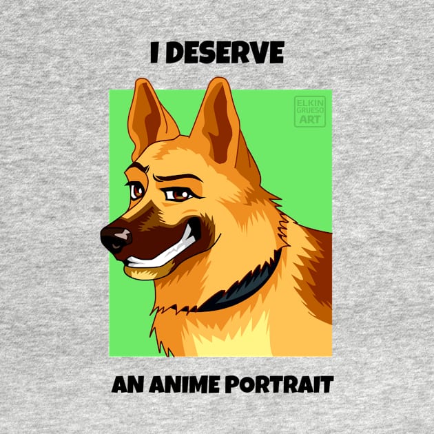 German Shepherd Dog: Anime Cartoon Portrait by elkingrueso